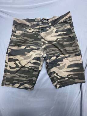 Royal Blue Skinny Fit Shorts Size 34 Green Camo Denim